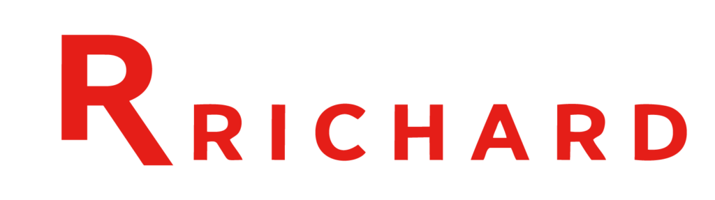 logotipo Luan richard escrito em branco e vermelho